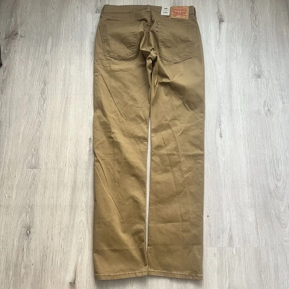 Levis 505 Regular Jeans Mens 31x34 Regular Fit Straight Leg Mustard Brown NWT